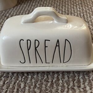 Rae Dunn White 'SPREAD' Butter Dish